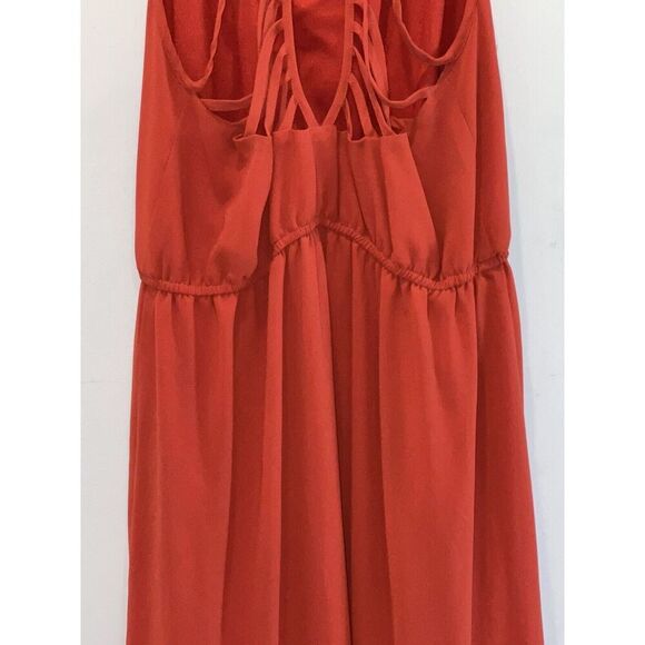 Anthropology Open Weaved Back Maxi Dress Women’s Large Rust Sheer Bottom - Picture 6 of 10